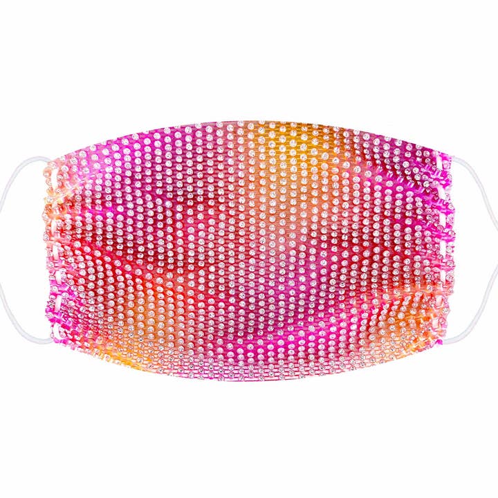 Bad Romanz Pink Ombre Crystal Mesh Jewel Face Mask With Adjustable Loops for wholesale by Neva Nude