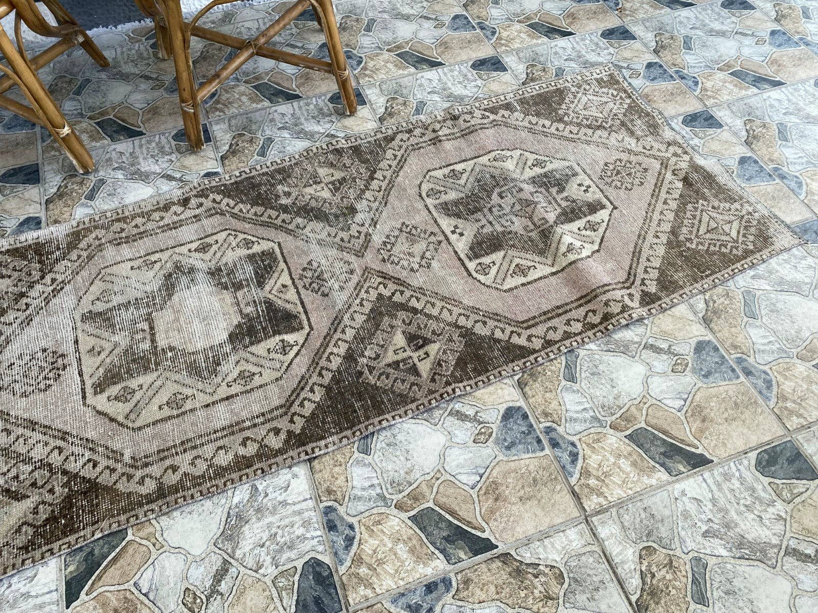 Oushak Rugs – wholesale Hallmatta – Turkisk stamullmatta löpare vintage handgjord 2,6x8,5 fot9