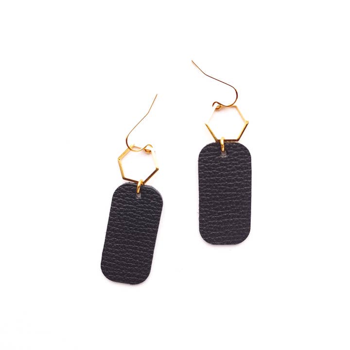 Spoon & Theory Handmade - Wholesale Dangle Earrings - Mona Black Leather Dangle Earrings | 2026 Spring Classic 2