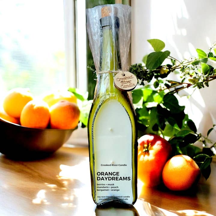 Sogni d'Arancia | Candela in Bottiglia di Vino | 3 Stoppini di Cotone per la vendita all'ingrosso da parte di Crooked River Candle
