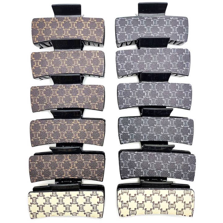 Greek I Monogram Rectangle Hair Claw Headpiece for wholesale by Diacly