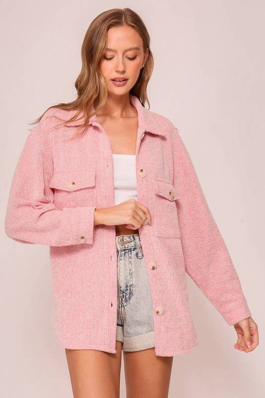 Vanilla Monkey - Vendita all'ingrosso Giacca a camicia - Donna - Giacca a nido d'ape spazzolata con bottoni a manica lunga Plus Size15