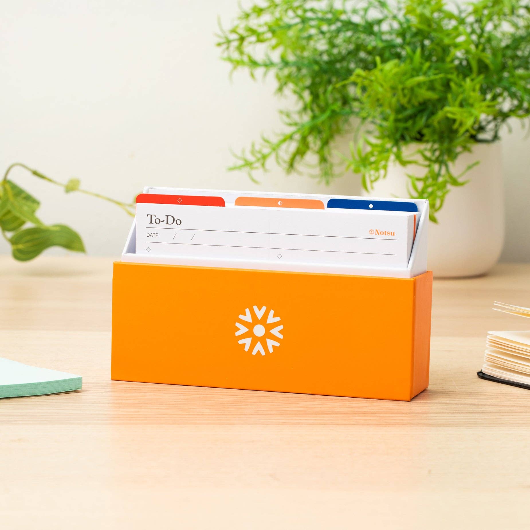 Notsu - Wholesale Stationery/Notecard Set - To Do List Scored Index Card Case | Dividers and Stand 3x50