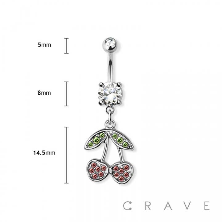 CRAVE BODY JEWELRY - Wholesale Belly Ring - CHERRY DANGLE 316L SURGICAL STEEL BELLY BUTTON RING