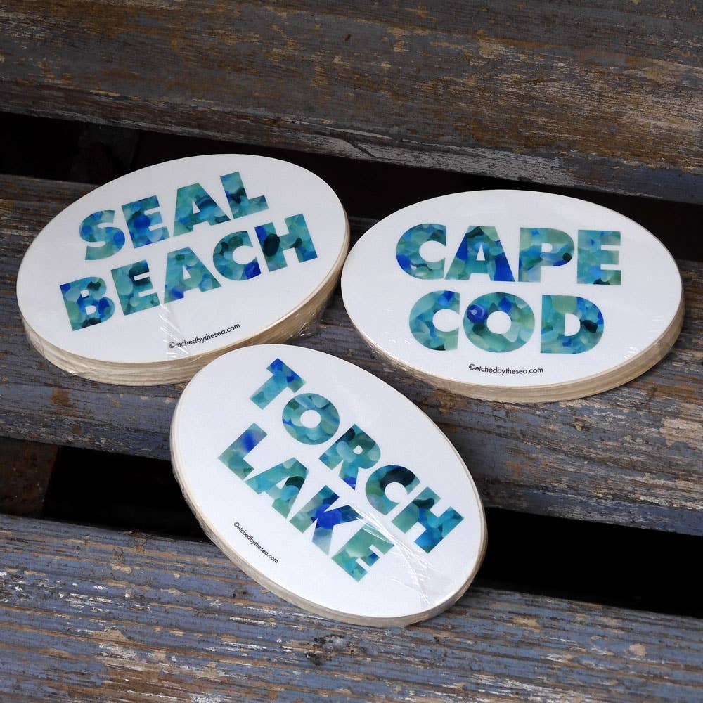 Beachcombing / Etched by the Sea - Vendita all'ingrosso Adesivo - Adesivo personalizzato - Aqua Sea Glass1