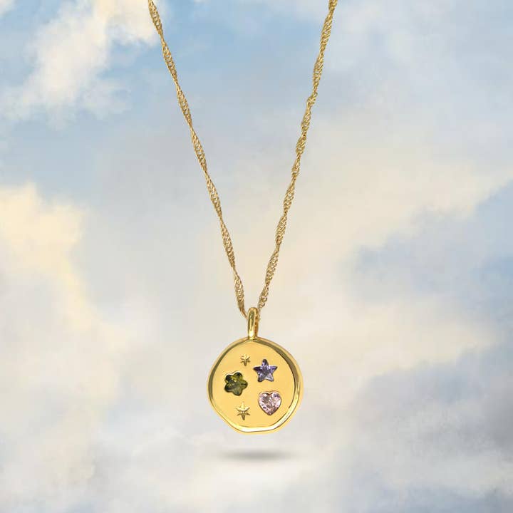 Jewelled Dreams Disc Necklace for wholesale by Junk Jewels Ltd