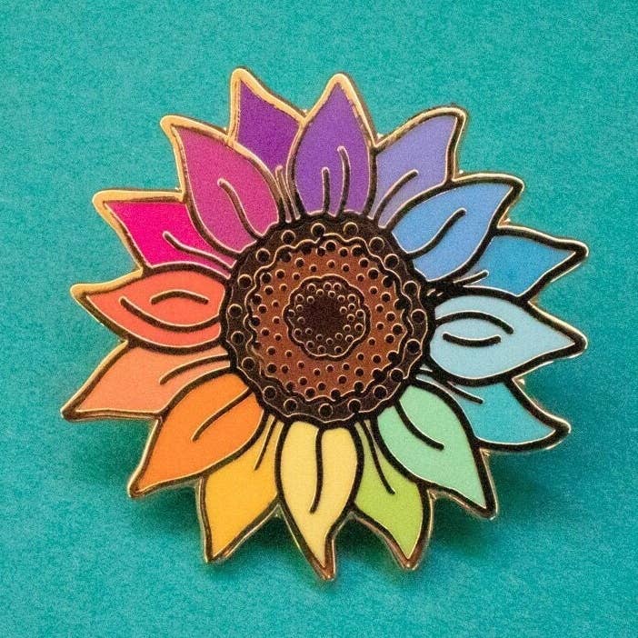 Rainbow Sunflower Pin | Flower Lover Pin | Flower Enamel Pin for wholesale by Chelzart