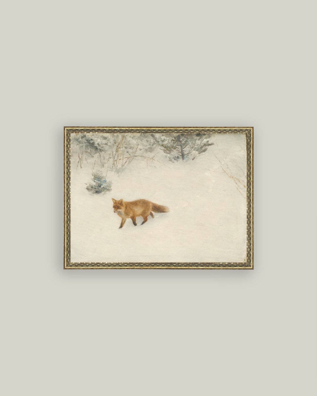 Petal Lane Home - Wholesale Art Print - Fox In Winter Framed Antique Art2