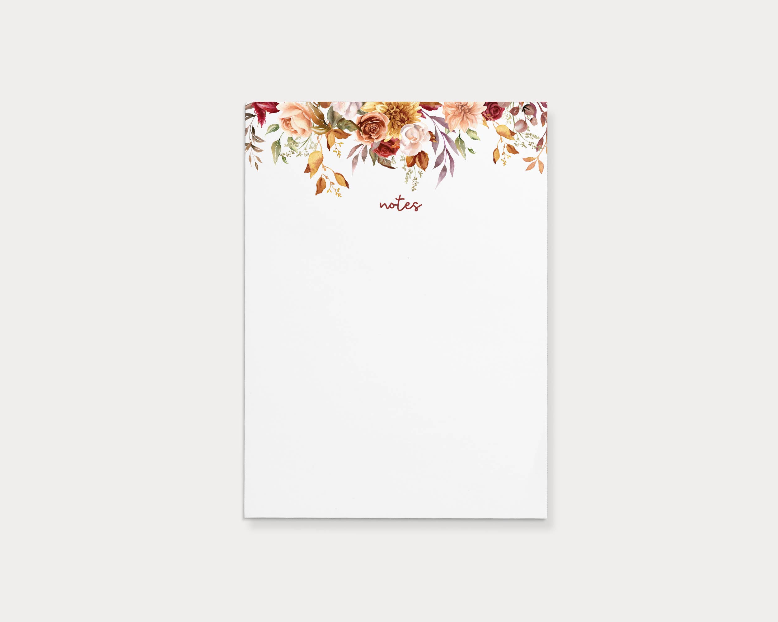 Paper and Clips Co. - Wholesale Notepad - Autumn Floral Notes Notepad | 4.25" x 5.5"