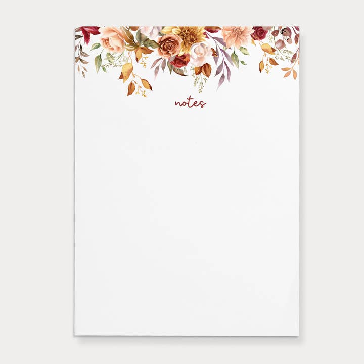 Bloc-notes de notes florales d'automne | 4,25 x 5,5 pouces pour la vente par Paper and Clips Co.