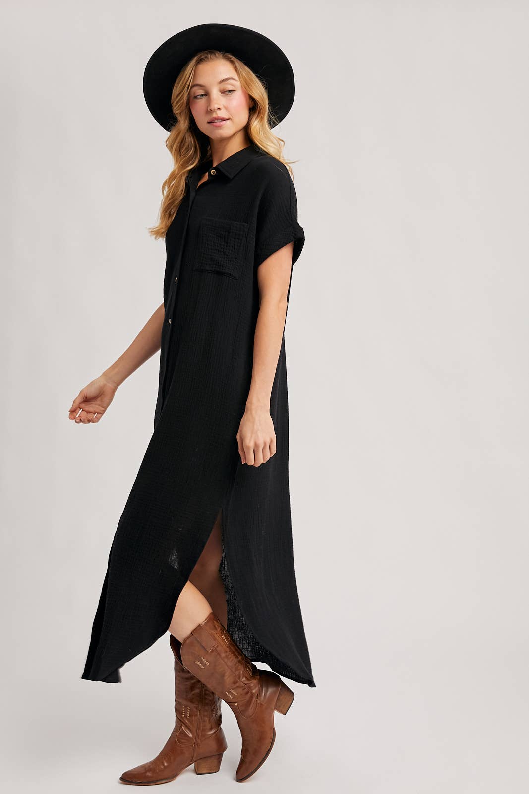 Bluivy - Wholesale Dress - Women's - BUTTON UP MAXI SHIRT DRESS WITH POCKET80