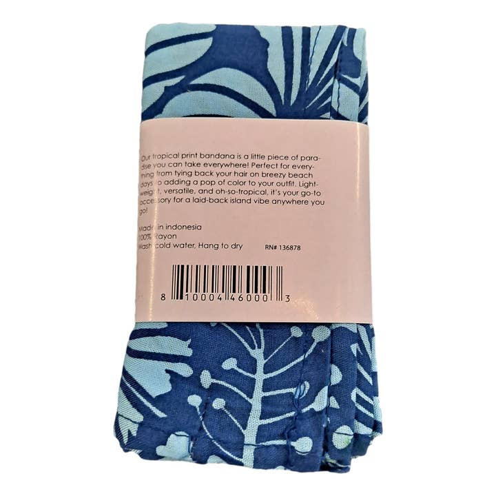 Island Style Clothing Co by Akamai Distribution Ltd - Wholesale Bandana - Women's - Bandana Blue Hibiscus Lightweight Rayon 21 x 21 3