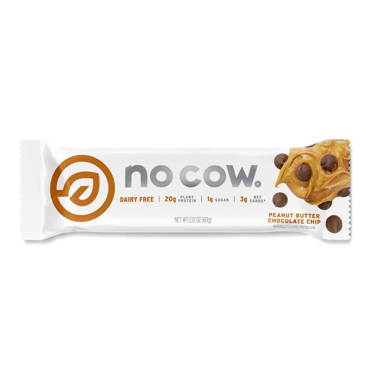 No Cow - Wholesale Snack Bar - No Cow Protein Bars, Peanut Butter Chocolate Chip, 12 Pack