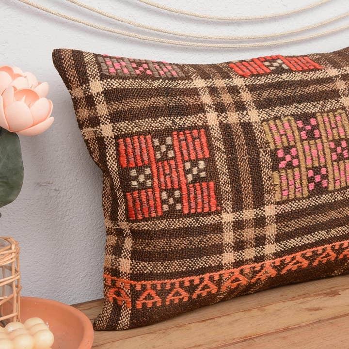 Kilim Pillow Cover 16x24 Handmade Bohemian Lumbar Cushion for wholesale by Kilim Pillow Decors