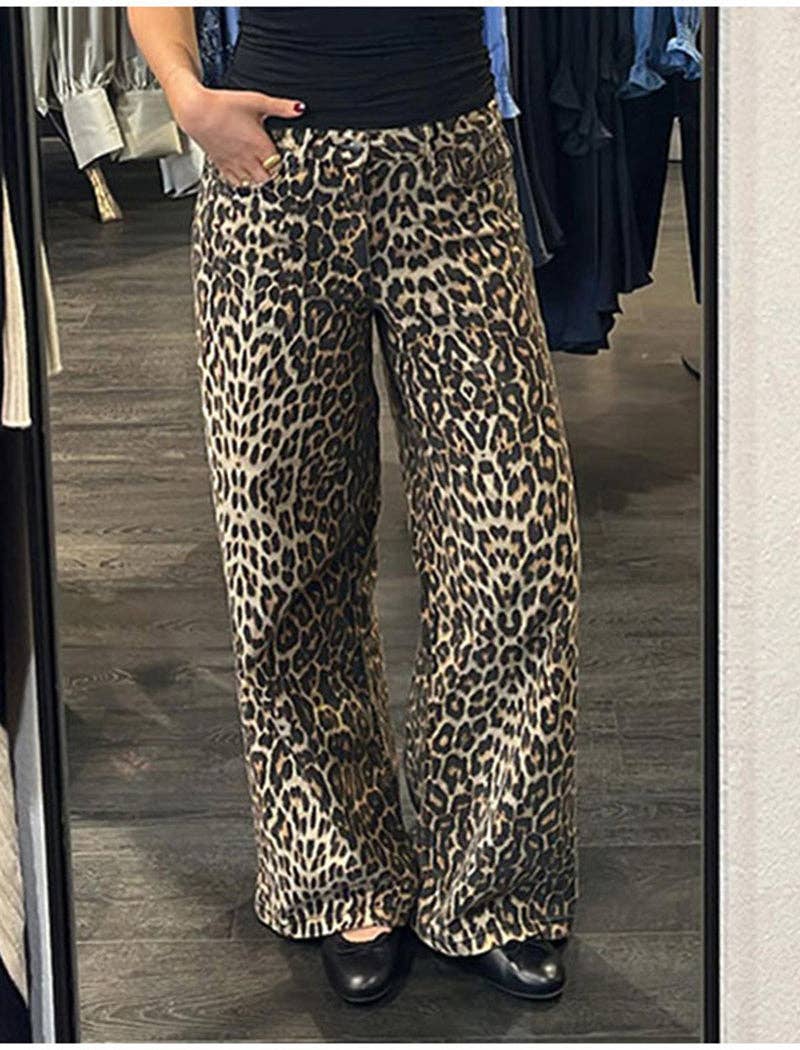 Leopard Print Wide Leg Pants for wholesale on Faire8