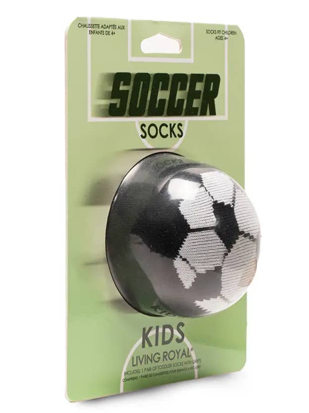 Living Royal - Wholesale Socks - Kids - 3D Packaged Crew Socks - Kids - Soccer Ball - Black