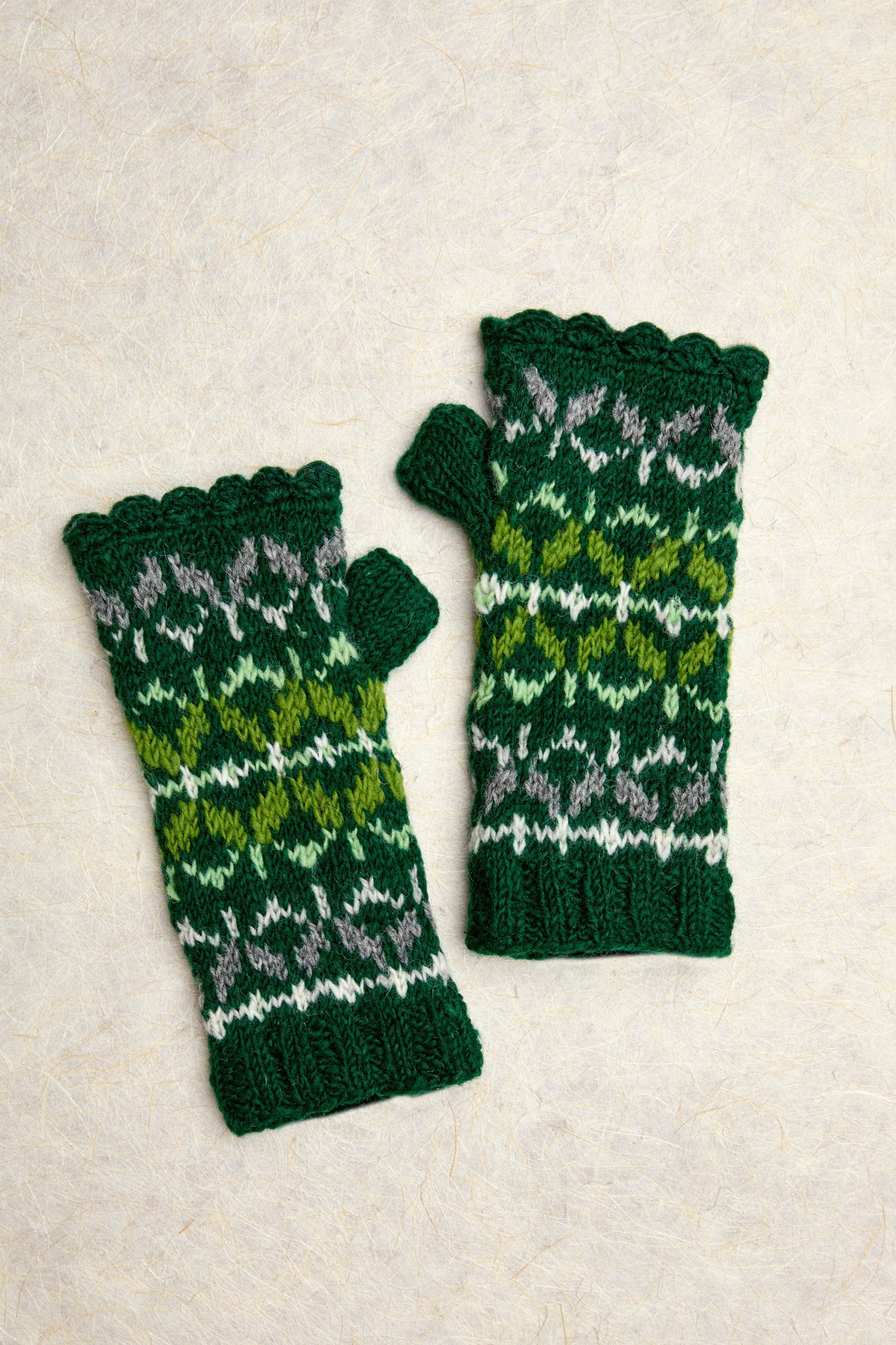 By Many Hands - Wholesale Gloves - Women's - Freya Evergreen Knit Handwarmers