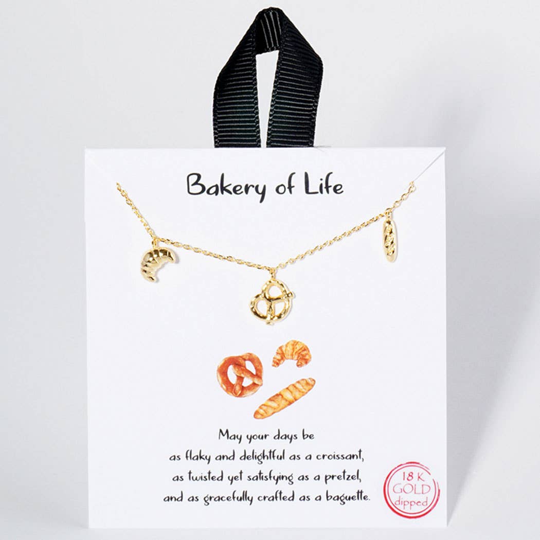 Fashion City - Wholesale Pendant/Charm Necklace - 18K Gold Dipped Bread Pendant Necklace1