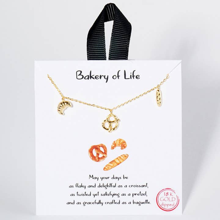 Fashion City - Wholesale Pendant/Charm Necklace - 18K Gold Dipped Bread Pendant Necklace1