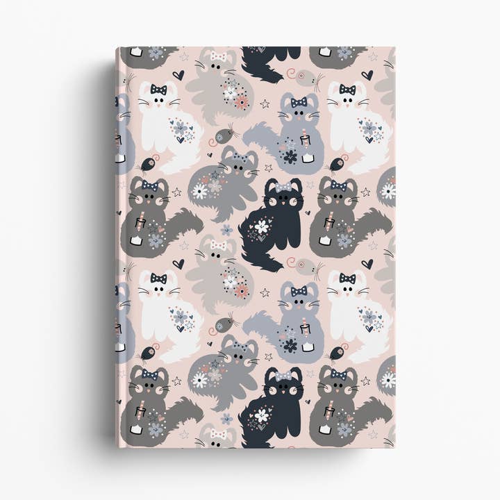 Katte og Mælk Indbundet Linjeret Notesbog - A4 eller A5 for engroshandel hos The Really Cute Stuff Company