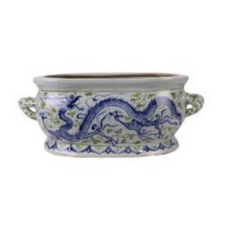 The French Bee & Co - Wholesale Decorative Plate/Dish/Bowl - Foot Bath, Chinoiserie Blue and Green Dragon Design0