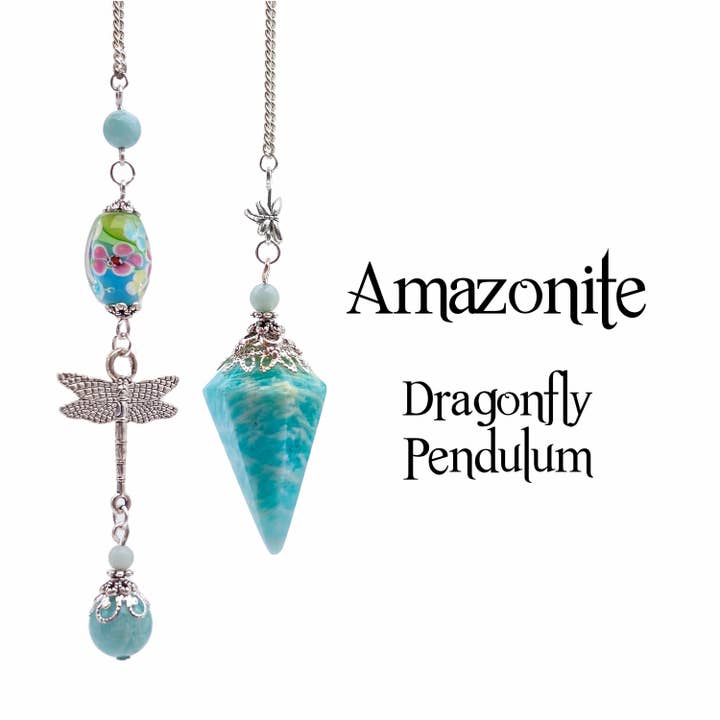 Amazonit pendel med trollslända för dowsing, lyckopendel med hopp för wholesale av Glorious Healing Crystals