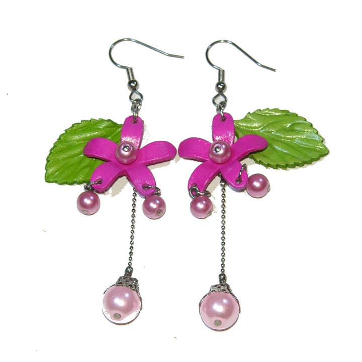 Sunflower Handmade leather inc – Großhandel Ohrhänger – Verschiedene Blumen-Ohrringe aus echtem Leder4