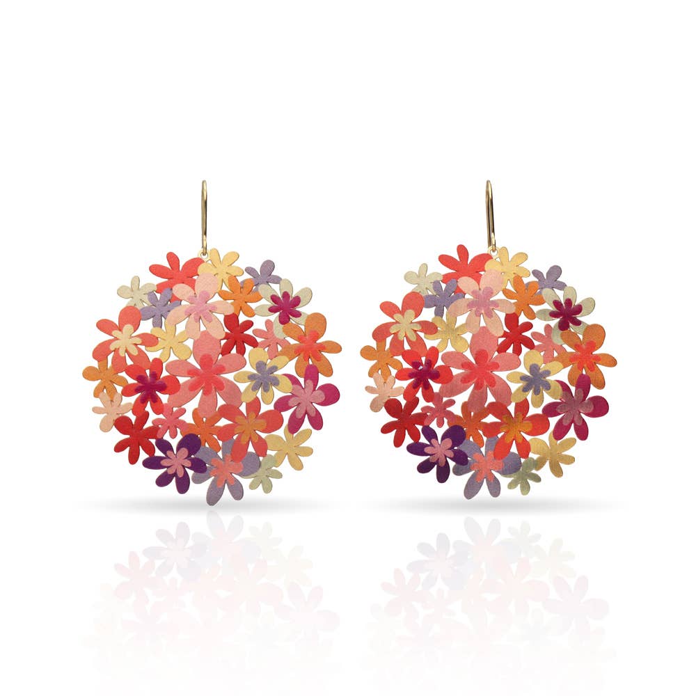 RAS - Wholesale Dangle Earrings - Bouquet Orange Gold Plated Earring1