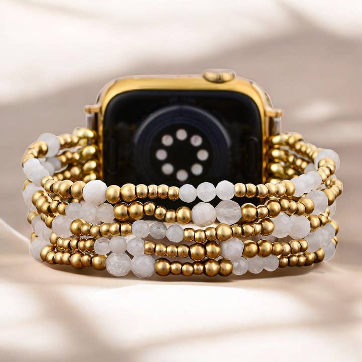 Golden Halo Moonstone Stretch Apple Watch Strap for wholesale by Cape Diablo