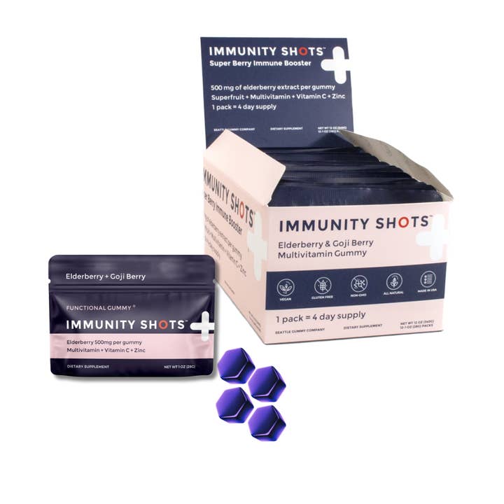 Seattle Gummy Company - Wholesale Oral Supplement/Vitamin - Immunity Shots Elderberry Goji Berry Multivitamin 48-Serving