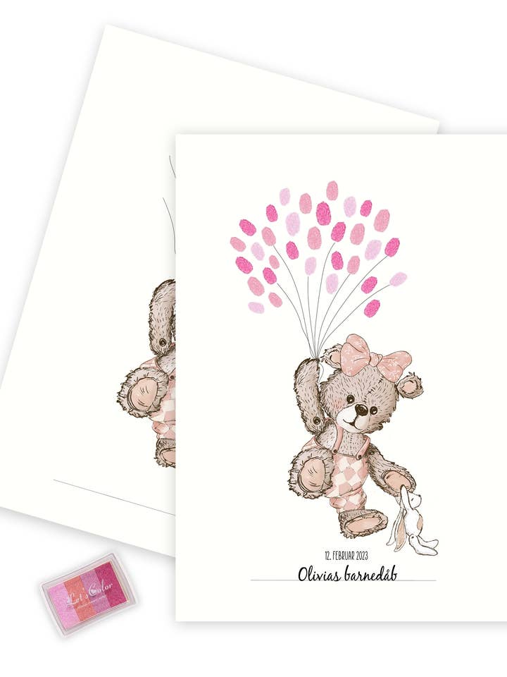 Fingerprint - Urso cor-de-rosa (cor-de-rosa) por atacado de Mouse and Pen Illustration ApS