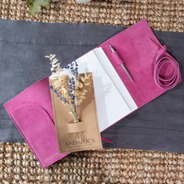 Andaluca - Wholesale Journal/Diary - Fuchsia Suede Journal w/ Organic Cotton Paper: Large1