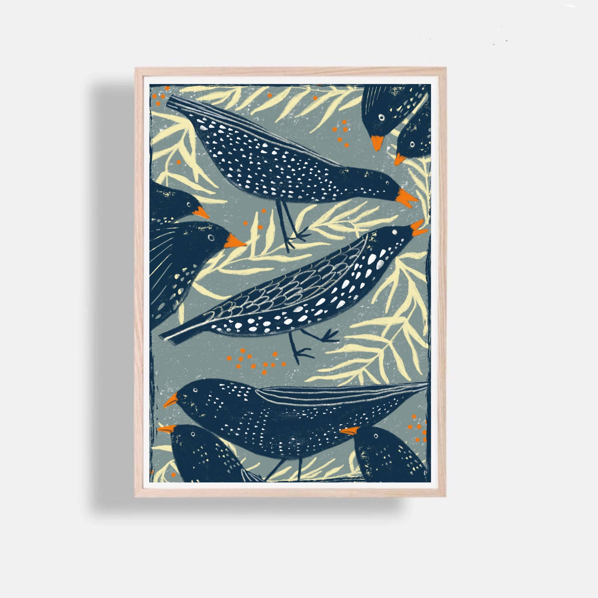 Carole Hillman - Wholesale Art Print - Birds and white flowers print2