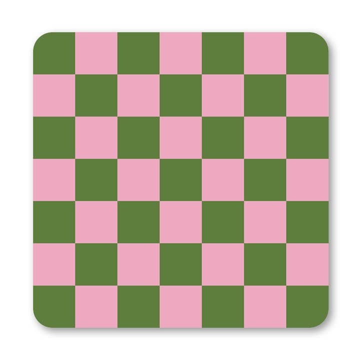 Pink & Green - Checkerboard Coaster for wholesale by Ella Goddard