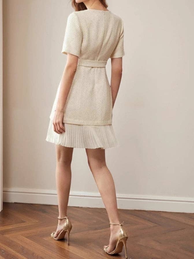 Beige Womens Apricot Tweed Dress N25A600 for wholesale on Faire1