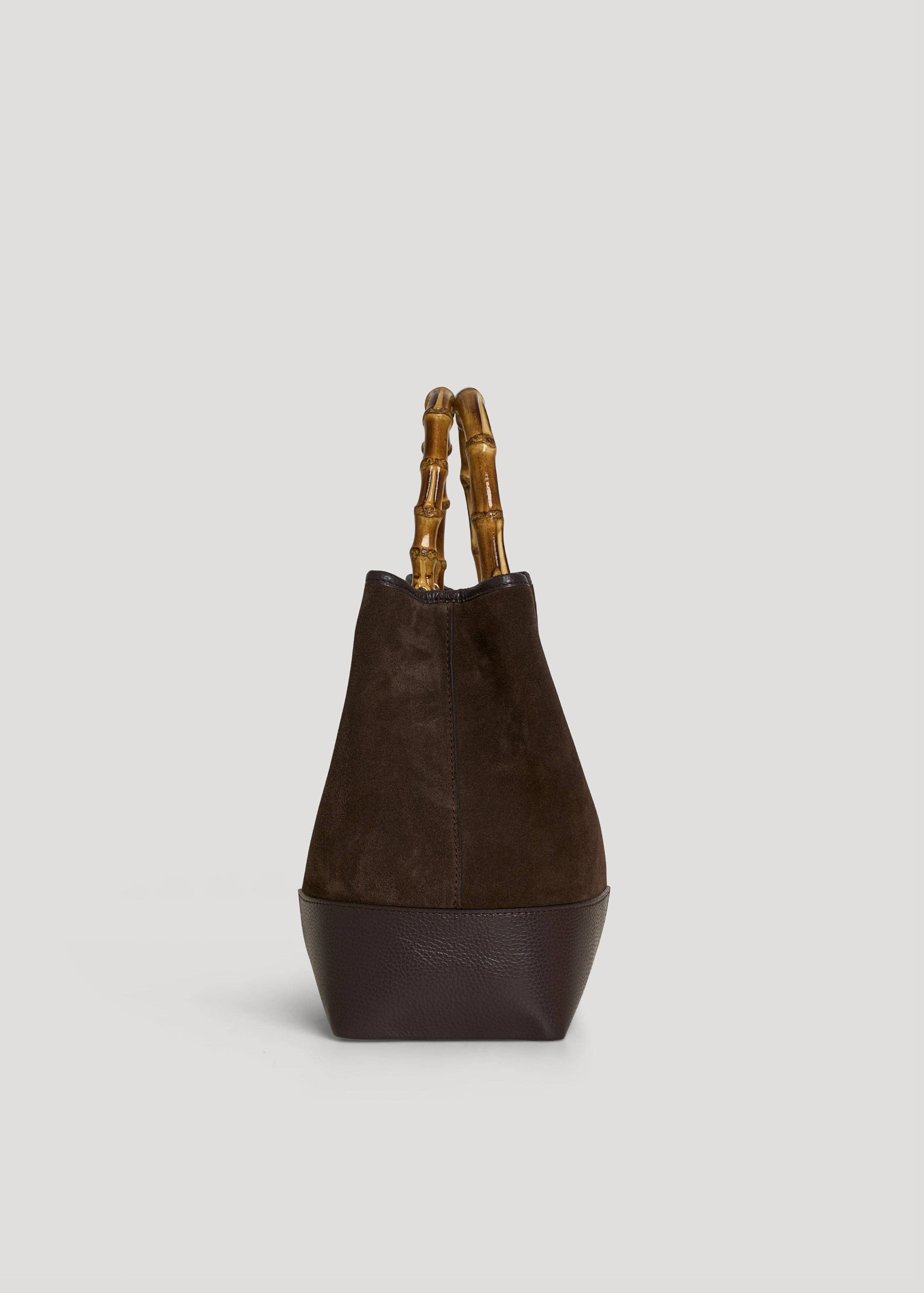 Voemièn – wholesale Top handle bag – women's – Bamboo Babe Bag in Dark Brown Suede and Leather3