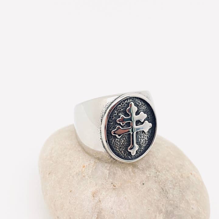 Mio Queena - Wholesale Signet Ring - Lorraine Cross Stainless Steel Ring - MJ/MR