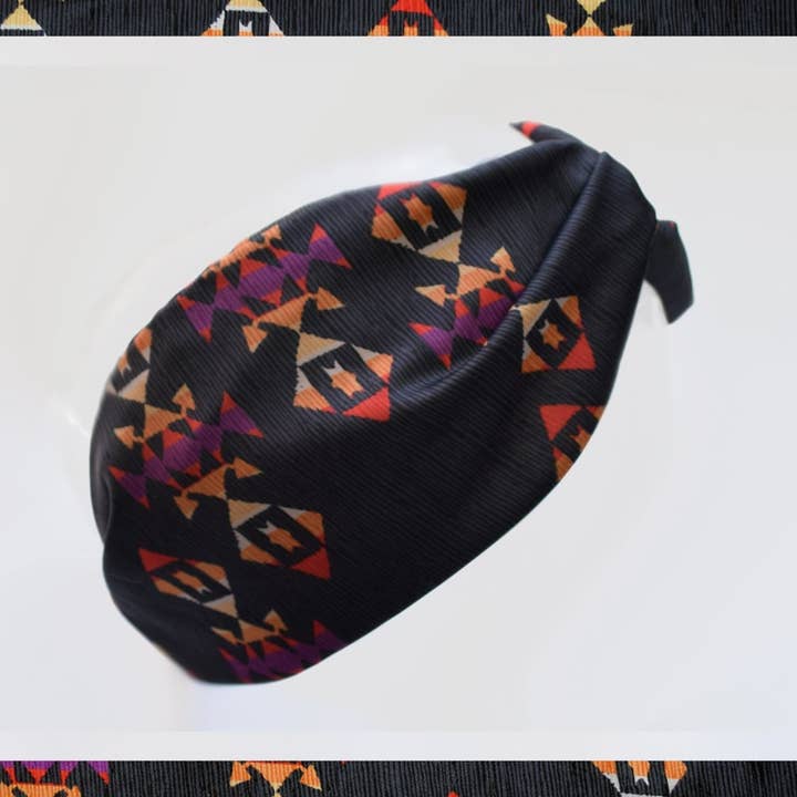 Protean London - Wholesale Haarband - Dames - Haarband uit de jaren 70, Azteekse print, zachte knoop jaren 70 haaraccessoire
