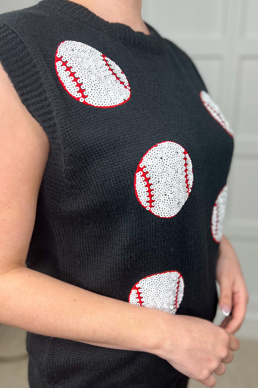 Black Had Me At Baseball Sweater Vest for wholesale on Faire8