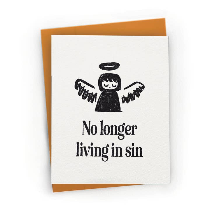 No Longer Living In Sin - A2 Engagement/Wedding Card  for wholesale by Petty Paper Studio