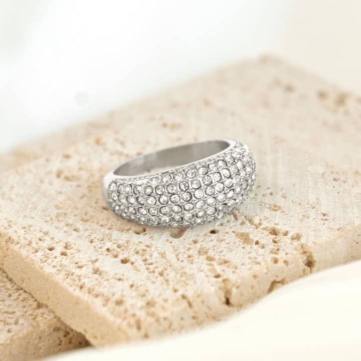 Blueyejewelry - Wholesale Multi-Stone Ring - Diamond Dome Ring - Waterproof Pave CZ Chunky Dome Ring