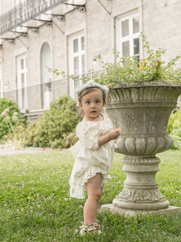 Petite Maison Kids - Vendita all'ingrosso Tutina (senza piedini) - Neonati - Pagliaccetto bianco in cotone Blanca3