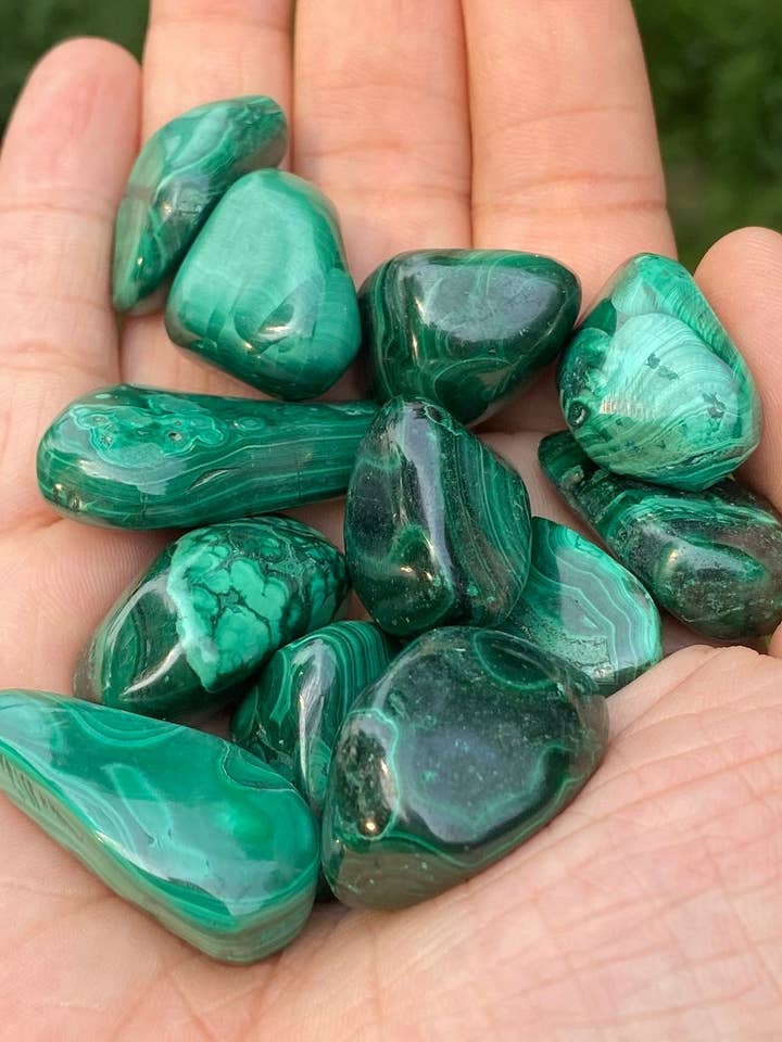 Malachite Tumbled Stones for wholesale by Moonbeam Healing