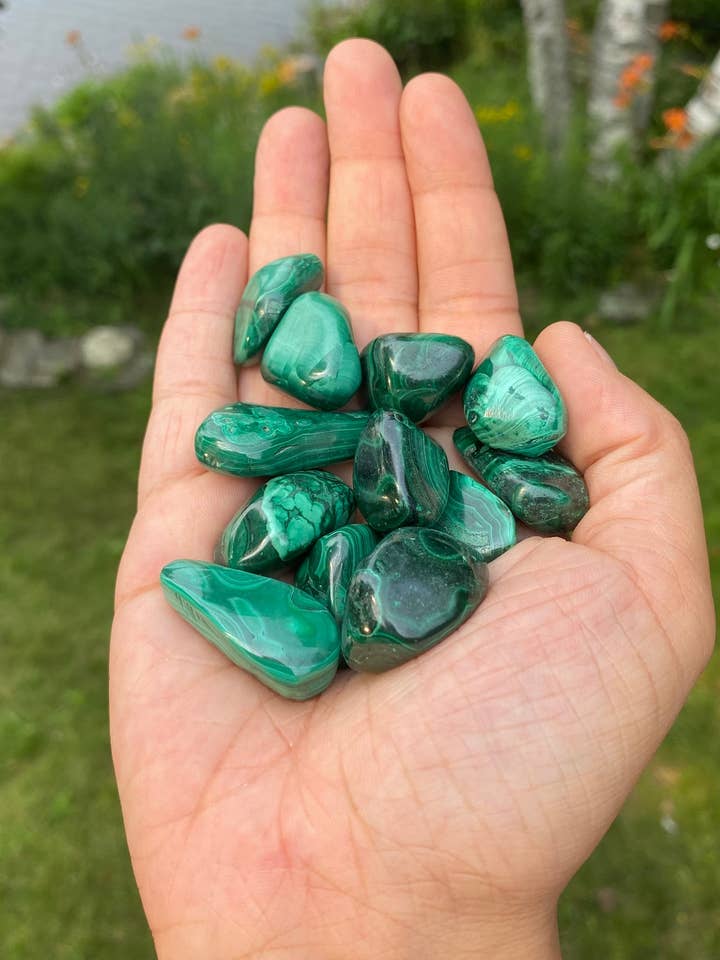 Malachite Tumbled Stones for wholesale by Moonbeam Healing