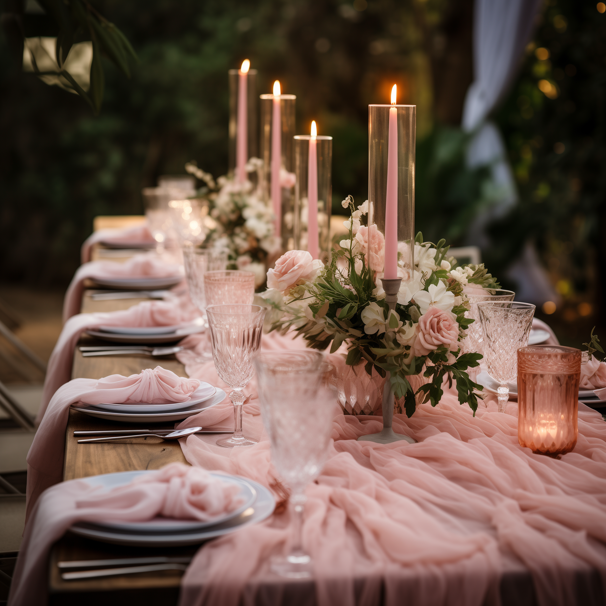 AVAGANTE Design – wholesale Table runner – Table runner -  crinkled cheesecloth runner - Pink7