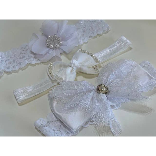 Set of 3 White Baby Headbands for wholesale by Simply Charming