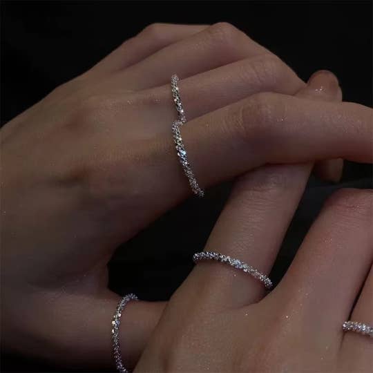 happyzzzsu - Wholesale Band/Stacked Ring - 925 Sterling Silver Super Sparkle Ring