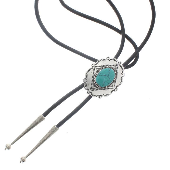 Cravate bolo turquoise du Sud-Ouest avec cordon noir ou marron, à l'unité pour la vente par HHH Designs