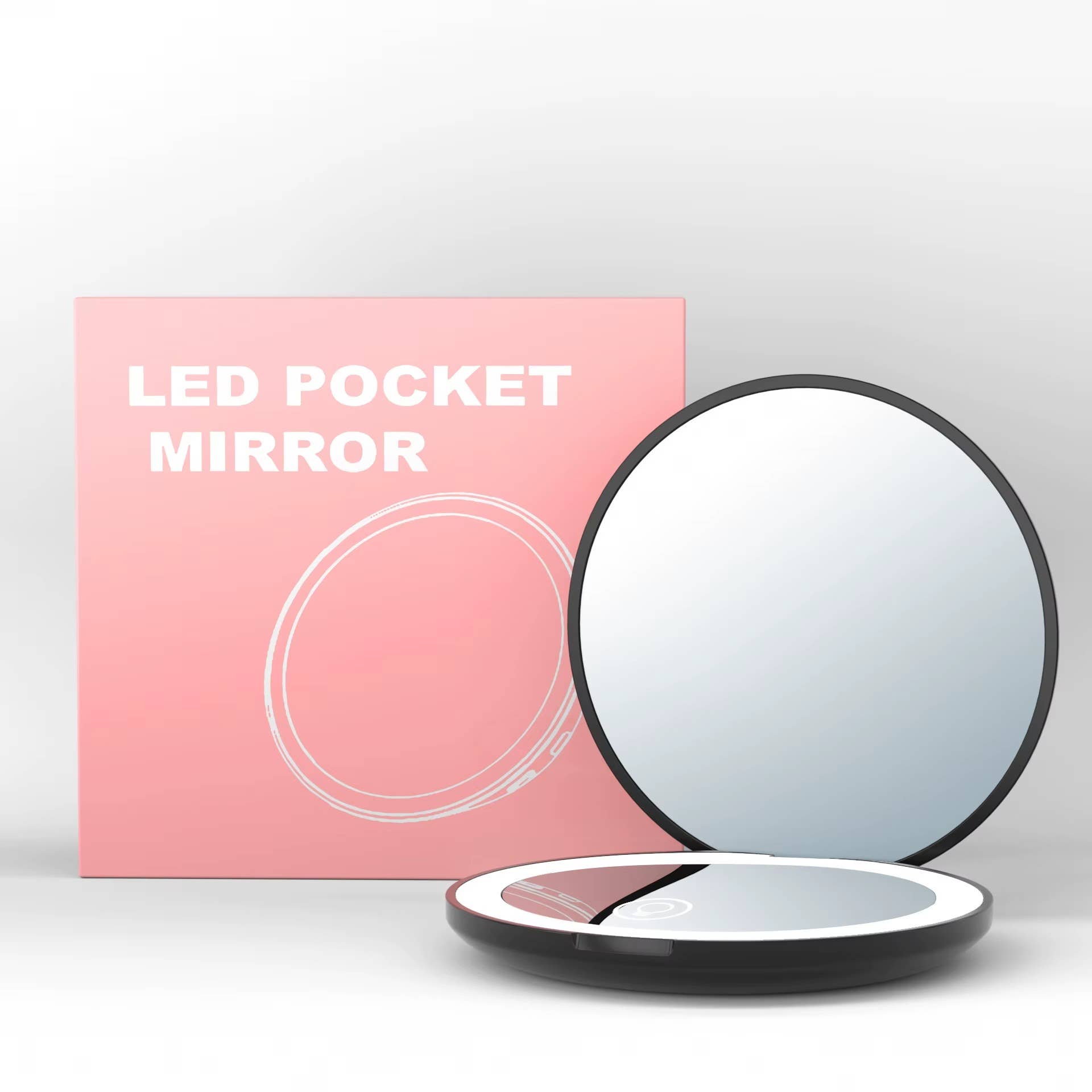  Pack Mix Match Colors  Led Lighted Folding Small Mirror with 3 Color Light for wholesale on Faire15