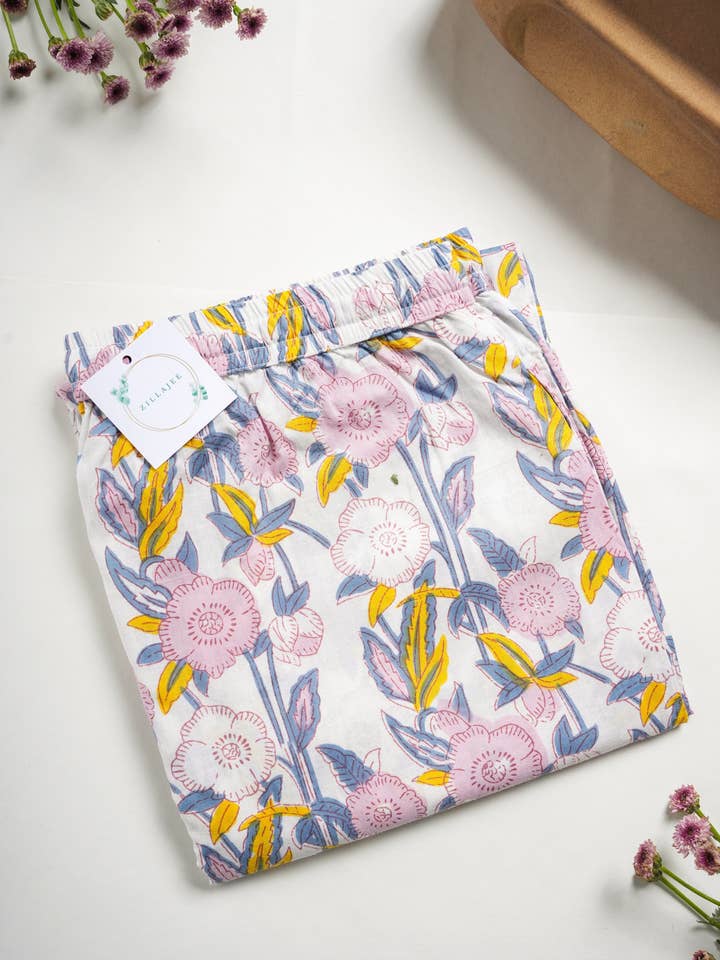Cotton Pajama Pants Women - Blooming Breeze for wholesale by Zillajee